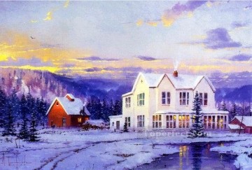 雪 Painting - yx023jE 印象派の風景 雪